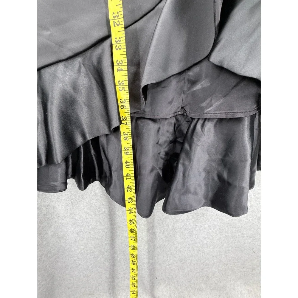 Kay Unger New York Skirt Womens 8 Black Satin Ruffle Hem Formal Evening Maxi